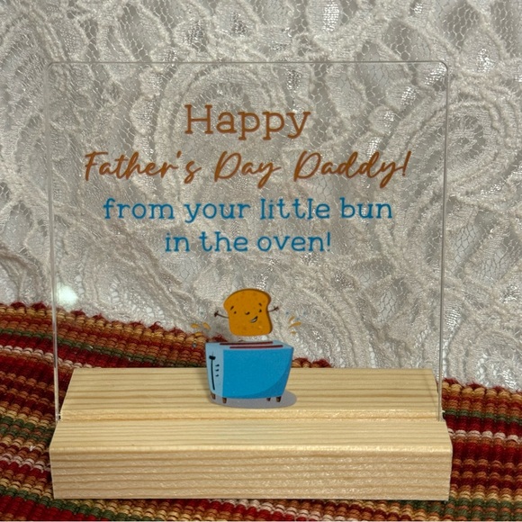Dad-to-Be" Father's Day gift, made of acrylic, with a wooden base - NWT - Picture 4 of 14